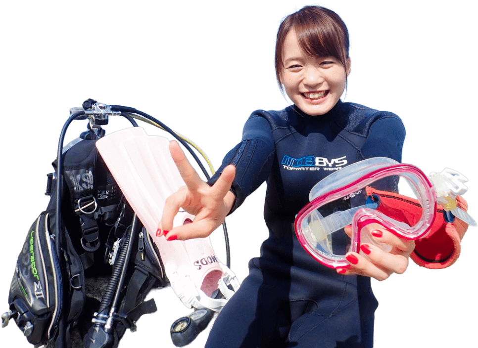 体験ダイビング前の笑顔の写真